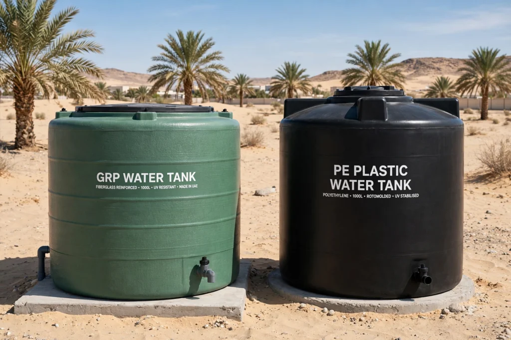 GRP fiberglass vs plastic water tanks UAE comparison